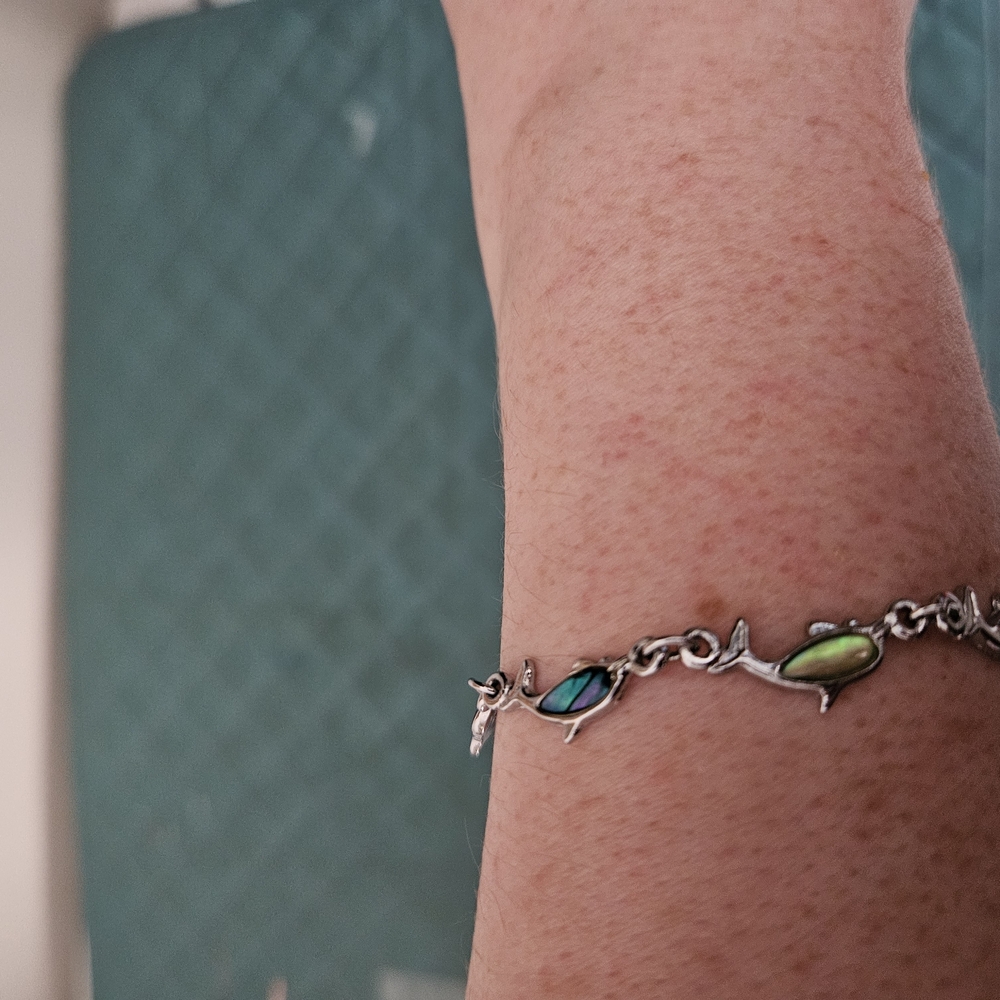 Elegant Silver Bracelet with Blue and Green Accents